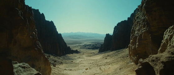 Aufkleber - Breathtaking desert landscape with rugged cliffs and vast horizon