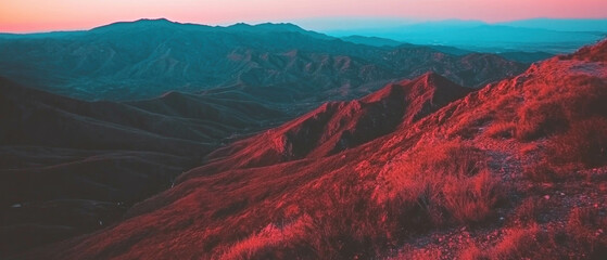 Poster - Stunning aerial view of vibrant desert landscape at dusk with contrasting colors