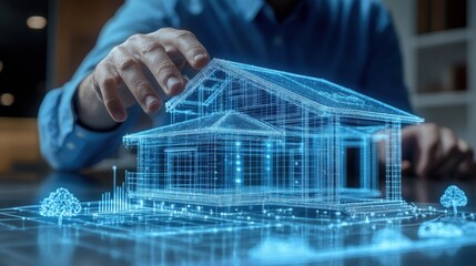 Poster - 3D Architectural Model Visualization with Digital Blueprint Technology