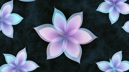 Poster - ethereal purple floral pattern on dark background for design use