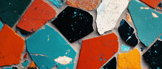 Poster - Colorful mosaic tile pattern showcasing vibrant hues in a seamless design for artistic appeal