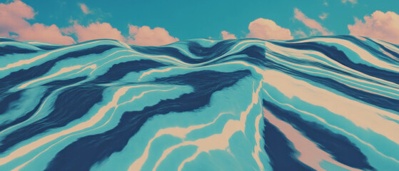Aufkleber - Flowing blue ocean waves create a cinematic pattern viewed from above