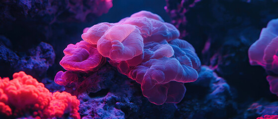 Poster - Vibrant coral formations create cinematic texture in underwater landscape