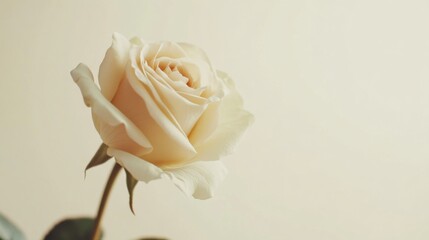 Aufkleber - A single soft sage rose against a light beige background, close-up shot, Minimalist style