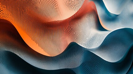 Poster - Abstract orange and blue particles flowing background