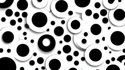 Poster - Pattern of overlapping black and white circles, creating a visually engaging and dynamic composition