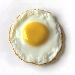 Canvas Print - Perfectly fried egg yolk and white on white background.