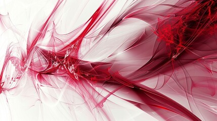 Aufkleber - Dynamic red and white abstract composition 3d rendering image. Artistic flow. Visual movement background wallpaper colorful realistic. Minimalistic modern abstraction concept idea