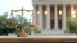 © Gibster - Golden scales of justice in front of a classical building, symbolizing law and order.