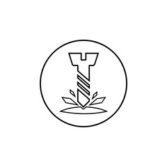 Self tapping screw line icon isolated on white background.