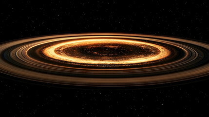 glowing cosmic ring in dark space, swirling gas and dust.
