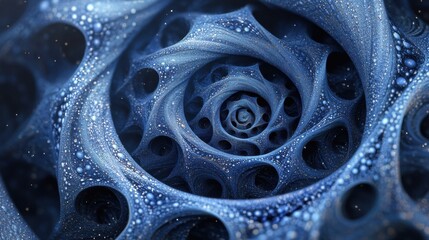 Poster - Abstract Spiral Formation with Deep Blue Color Palette and Texture