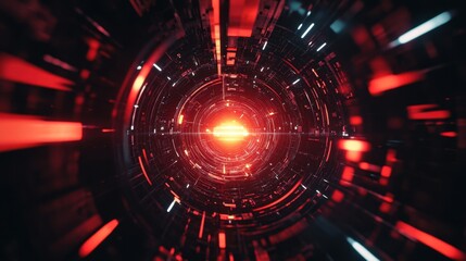 Poster - Abstract Futuristic Technology Background with Red Circular Patterns