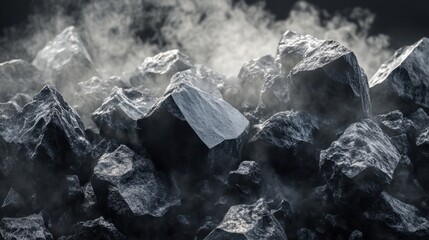 Poster - Dark Rock Texture with Mist and Smoke for Background Use