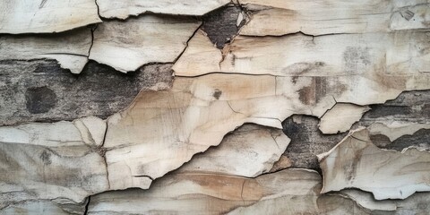 Wall Mural - Close up of the texture found in weathered, broken plywood, showcasing its intricate patterns and unique characteristics, highlighting the beauty within weathered plywood surfaces.