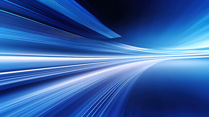 Poster - abstract blue light streaks creating a speed and motion effect, suggesting fast movement and technol