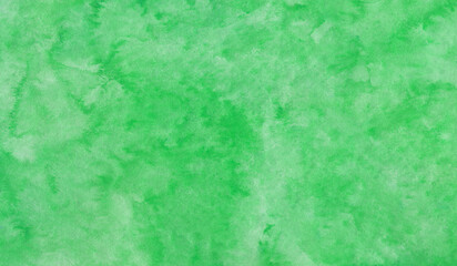 Poster - Beautiful watercolor green background with green brush strokes on textured handmade paper for template, page or banner