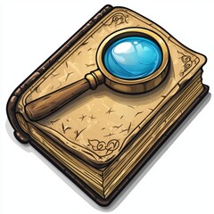 Poster - The magnifying glass hovering over an open book symbolizes the journey into the depths of knowledge