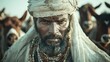 ©  Shomixer - A striking portrait featuring a man with a dark turban, nestled among a herd of cattle, evoking strength and determination in a culturally rich, rural environment.