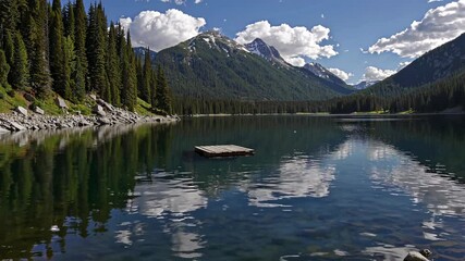 Aufkleber - Discover breathtaking mountain views and serene waters at a hidden lake retreat