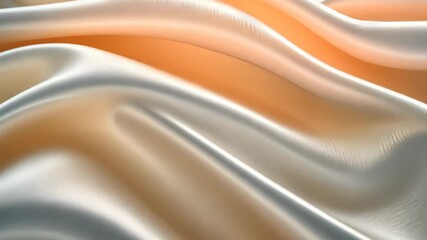 Poster - Flowing silk fabric showcases delicate textures and light play in soft hues of beige and white, enhancing an elegant atmosphere