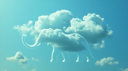 Poster - Cloud shaped like an elephant against a blue sky.