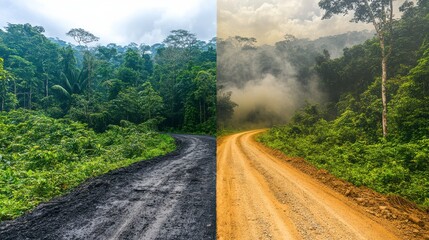 Wall Mural - Forest Road with Pollution and Natural Contrast