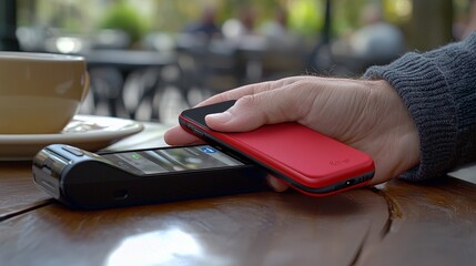 Poster - Snapshot of a patron making a coffee purchase with a smartphone