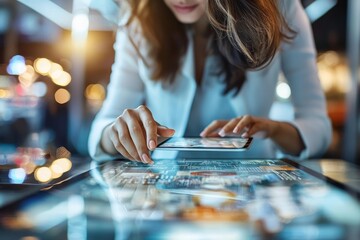 Poster - An Asian young person using a secure online payments app on their smartphone to conduct commerce in a coffee shop, leveraging technology for electronic digital market mobile shopping via their