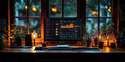 Poster - Streamlined Remote Work Station with Multitasking Capabilities and Data Visualization