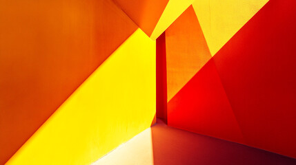 Poster - Bright color abstract shapes creating an energetic atmosphere in a modern interior space