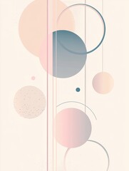 Poster - Abstract geometric design featuring circles and lines in pastel tones with ample copy space for text inclusion. Generative AI