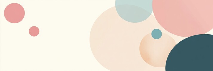 Leinwandbilder - Abstract geometric design featuring pastel circles and lines with ample copy space for creative expression. Generative AI