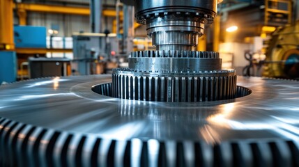 Poster - Industrial Machining Process of Precision Gear on Lathe Machine