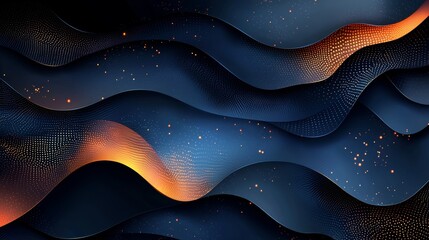 Poster - a 3d render featuring an abstract blue background with glowing neon lights. the scene includes a dar