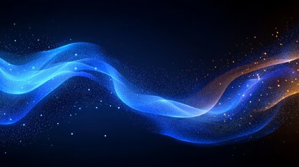 Poster - 3d render of an abstract blue background with neon lights shining brightly. a dark wall illuminated 