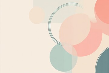 Leinwandbilder - Abstract geometric design featuring circles and lines in pastel tones with ample copy space for text insertion. Generative AI