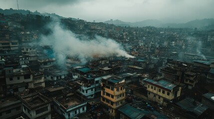 Wall Mural - Urban Pollution in Densely Populated Areas