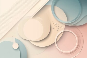 Leinwandbilder - Abstract geometric design featuring circles and lines in soft pastel tones with copy space for mock up text. Generative AI