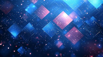 Aufkleber - A modern abstract blue background features glossy blue and grey squares arranged in random geometric patterns
