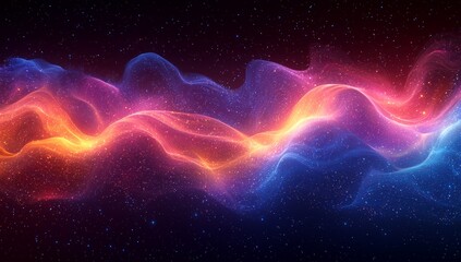 Poster - Abstract background featuring technology in modern styles, adorned with blue and pink gradient waves and neon light trails