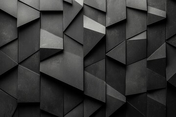 Poster - A dark piece with black geometric figures against an abstract background
