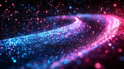 Wall Mural - an abstract 3d representation of orange particles in optical fiber