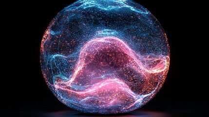 Poster - an abstract graphic background for science and technology includes a textured sphere planet circle, 