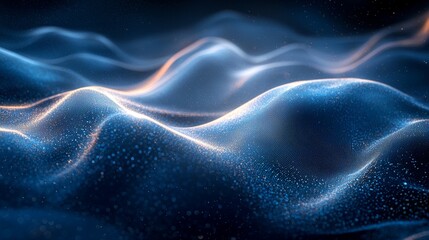 Poster - Stock abstract background featuring a digital illustration with a flowing blue line. Incorporates motion graphic elements that are futuristic. Includes energy patterns designed with a modern space