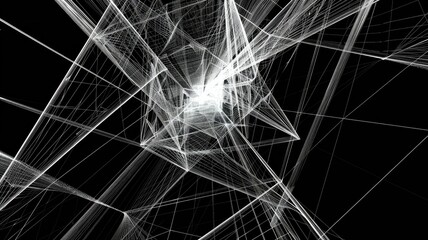 Poster - This abstract image features a complex geometric structure with thin, angled lines creating a dynamic visual experience. It offers a modern aesthetic perfect for design projects.