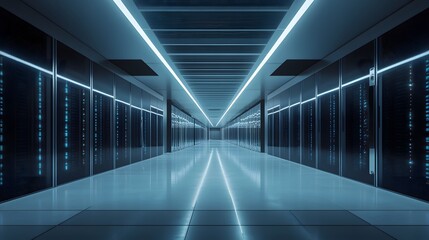 Poster - Modern Data Center Server Room Corridor