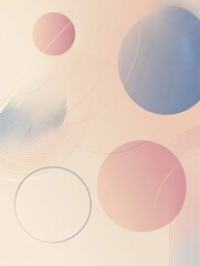 Poster - Geometric design with pastel circles and lines providing ample space for creative text placement. Generative AI