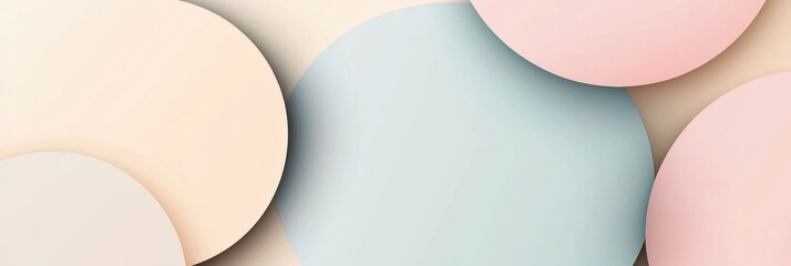Poster - Abstract geometric design featuring pastel circles and lines with ample space for text or content. Generative AI