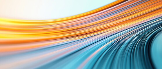 Poster - A vibrant abstract background with smooth flowing curves in blue and orange hues.
